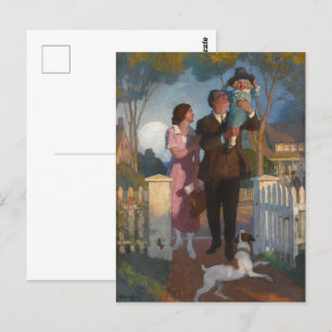 Ankunft Zuhause, Nach dem Tag Arbeit von N. C. Wye Postkarte