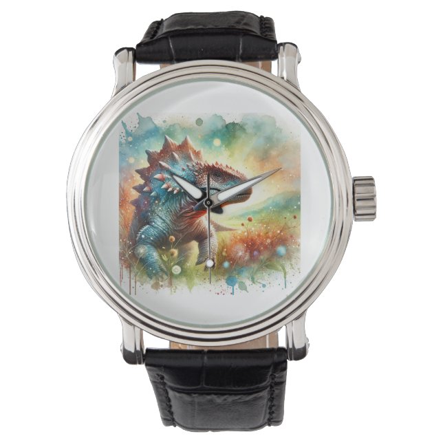 Ankylosaurus 170624AREF117 - Watercolor Armbanduhr (Vorderseite)
