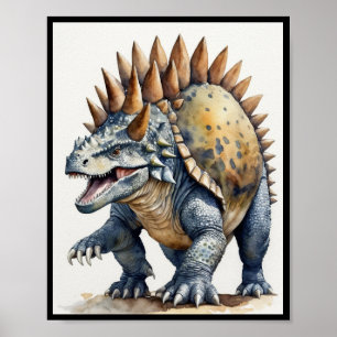 Ankylosaurus Dinosaur Aquarellmalerei Poster