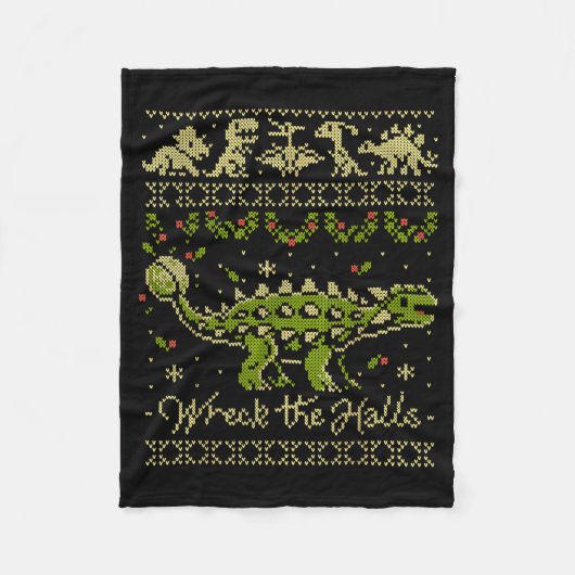 Ankylosaurus Dinosaur Christmas Sweater Fleecedecke (Vorderseite)