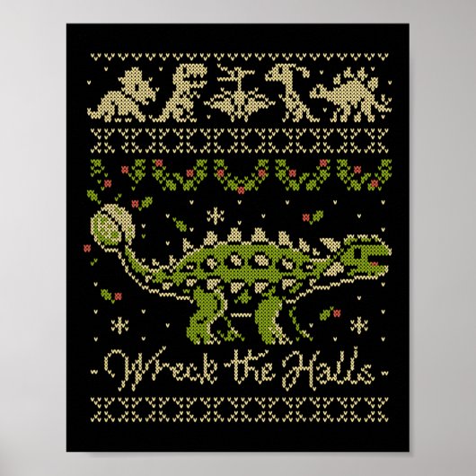 Ankylosaurus Dinosaur Christmas Sweater  Poster (Vorne)
