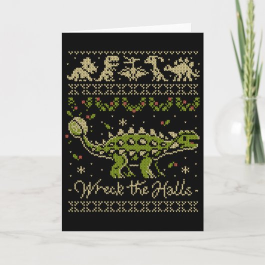 Ankylosaurus-Dinosaur-Weihnachtspullover  Karte (Vorderseite)