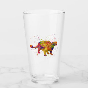 Ankylosaurus-Dinosaurier-Silhouette in Aquarell Glas