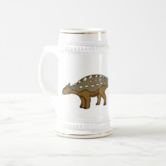 Ankylosaurus gepanzerte Dinosaurier-Abbildung Bierglas (Vorderseite Links)