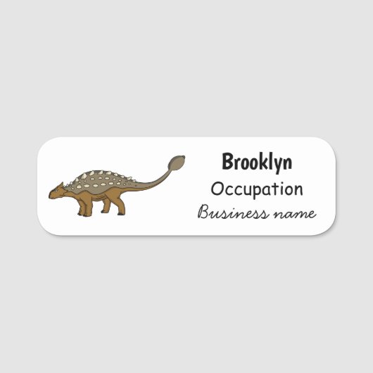 Ankylosaurus gepanzerte Dinosaurier-Abbildung Namensschild (Vorderseite)