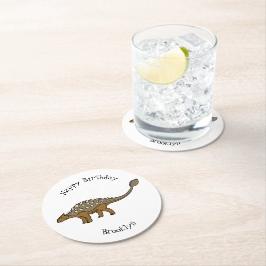 Ankylosaurus gepanzerte Dinosaurier-Abbildung Runder Pappuntersetzer (Vor Ort)