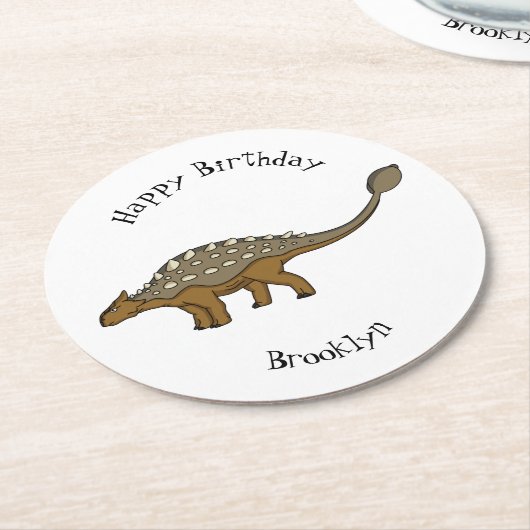 Ankylosaurus gepanzerte Dinosaurier-Abbildung Runder Pappuntersetzer (Angewinkelt)