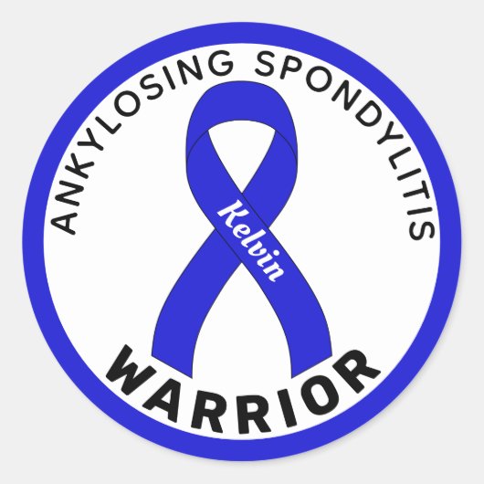 Ankylosierende Spondylitis Warrior Ribbon weiß Runder Aufkleber (Vorderseite)