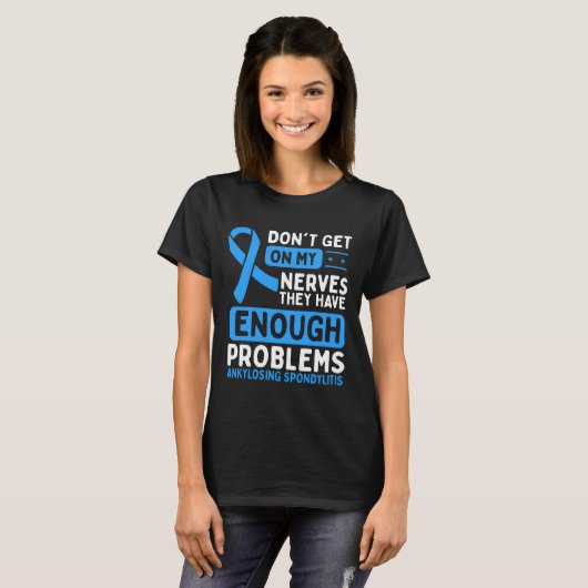 Ankylosing Spondylitis Awareness Blue Ribbon T-Shirt (Vorne ganz)