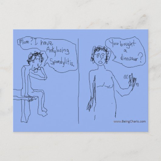 Ankylosing Spondylitis Mitteilungs-Comicpostkarte Ankündigungspostkarte (Vorderseite)