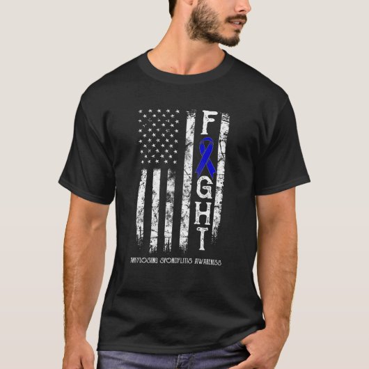 Ankylosing Spondylitis Warrior US-Flagge T-Shirt (Vorderseite)