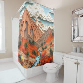 Anlage 03: Orangefarbene Berge Duschvorhang (Beispiel)