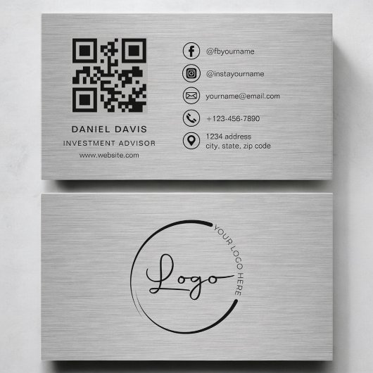 Anlageberater Metall-QR-Code Visitenkarte