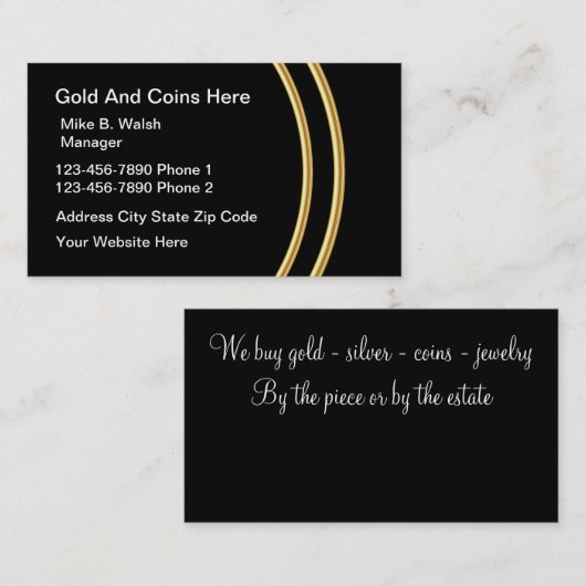 Anlagekarten für Gold und Münzen Visitenkarte (Vorne/Hinten)