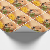 Anlass-goldener Retriever-Hund mit Blume Geschenkpapier (Ecke)