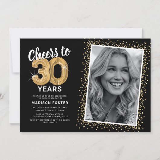Anlass zum 30. Geburtstag Foto Einladung (Vorderseite)