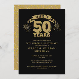 Anlässlich des 50. Hochzeitstages in Schwarz und G Einladung