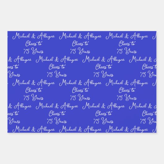 Anlässlich des 75-jährigen Bestehens von Royal Blu Geschenkpapier Set (Vorderseite)