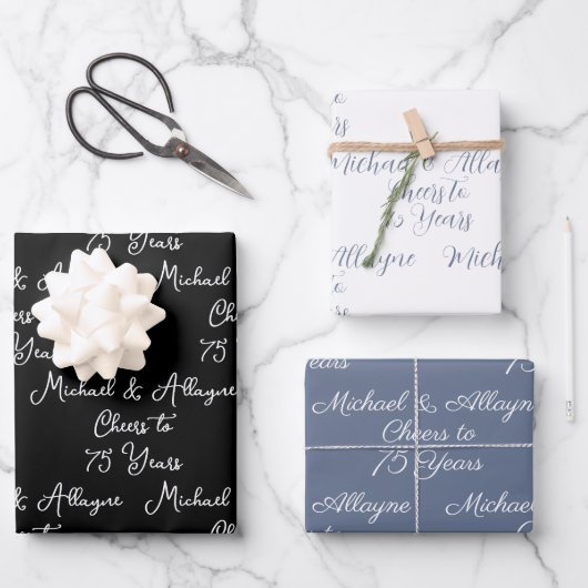 Anlässlich des 75-jährigen Schwarz-Weiß-Jubiläums Geschenkpapier Set (Vorderseite)