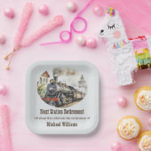 Anlaufbahnhof für Ruhestandsreisen Pappteller (Party)