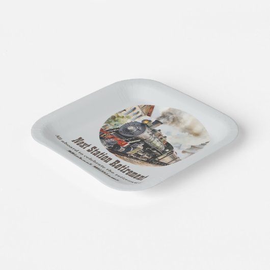 Anlaufbahnhof für Ruhestandsreisen Pappteller (Gewinkelt)