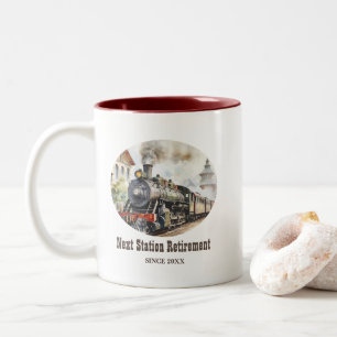 Anlaufbahnhof für Ruhestandsreisen Zweifarbige Tasse