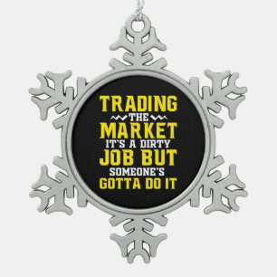 Anleger handeln am Markt Schneeflocken Zinn-Ornament