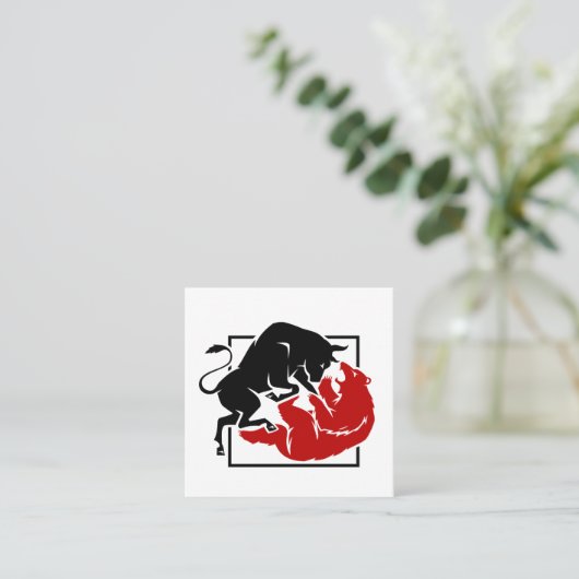 Anlegermarkt für Bull- und Bärenmarkt Quadratische Visitenkarte (Stehend Vorderseite)