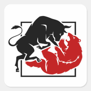 Anlegermarkt für Bull- und Bärenmarkt Quadratischer Aufkleber