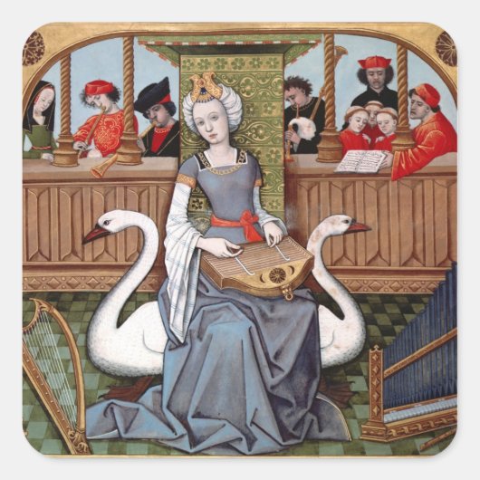 Anlegorie der Musik Quadratischer Aufkleber (Vorderseite)