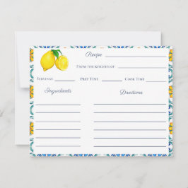 Anleitung für das sizilianische Brautparty Rezept Mitteilungskarte