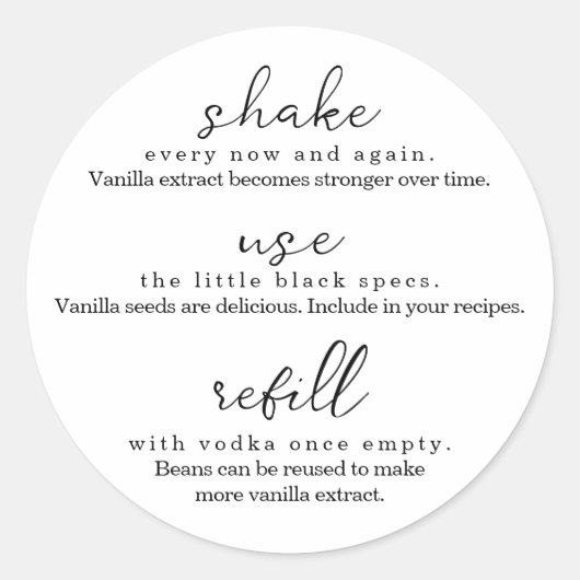 Anleitung für den Vanilla Extract runden Runder Aufkleber (Vorderseite)