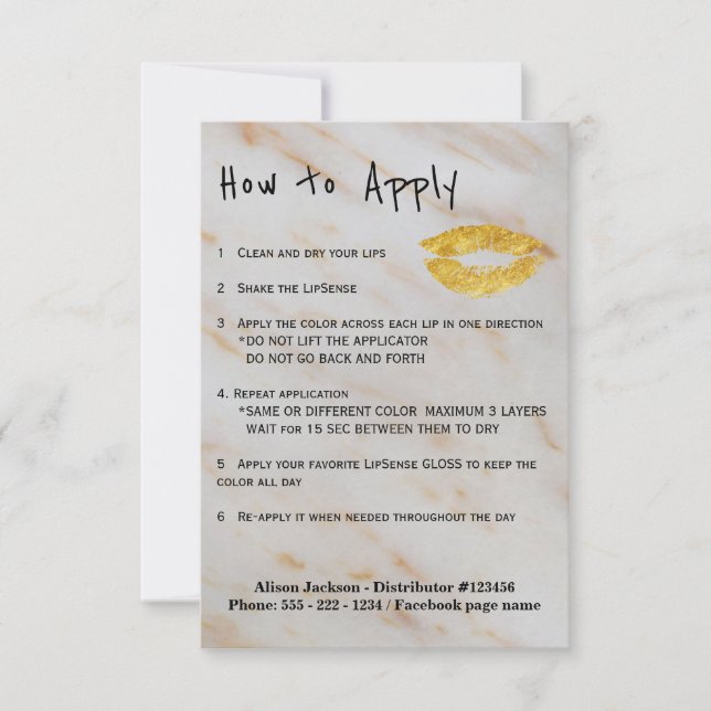 Anleitung für den Vertrieb von Lippenfarben (Vorderseite)