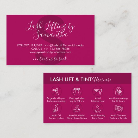 Anleitung für die Anleitung zur Anleitung der rosa Visitenkarte (Vorne/Hinten)