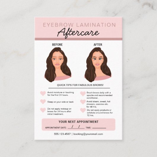 Anleitung für die Augenbrauenlamination Visitenkarte (Vorderseite)