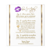 Anleitung für die Lippe des lila Glitzer in Weiß Notizblock (Vorderseite)