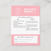 Anleitung für die Mikroblading-Aftercare und Anste Visitenkarte (Vorderseite)