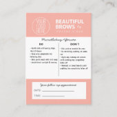 Anleitung für die Mikroblading-Aftercare und Anste Visitenkarte (Vorderseite)