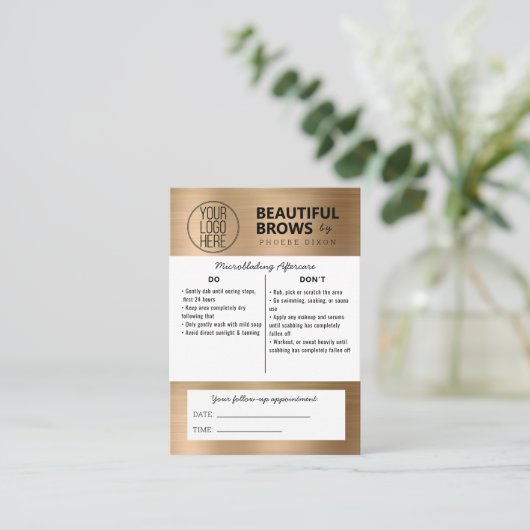Anleitung für die Mikroblading-Aftercare und Anste Visitenkarte (Stehend Vorderseite)