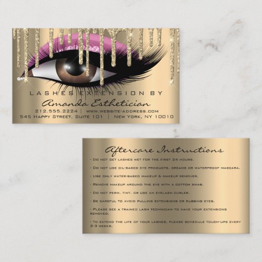 Anleitung für die Nachbehandlung: Eyelash-Erweiter Visitenkarte (Vorne/Hinten)