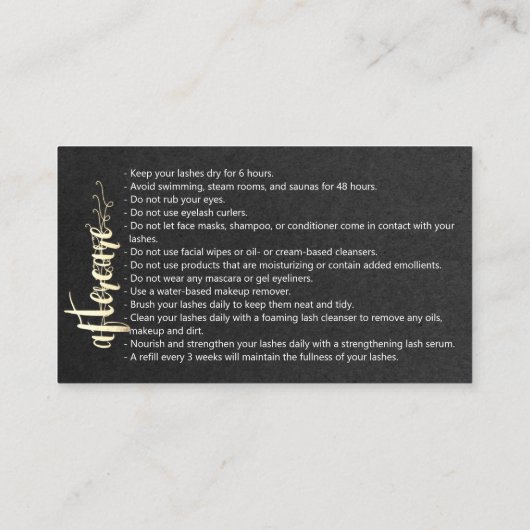 Anleitung für die Nachsorge Brow Microblade Black  Visitenkarte (Rückseite)