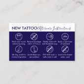 Anleitung für die Nachsorge der Marine Tattoo Visitenkarte (Rückseite)