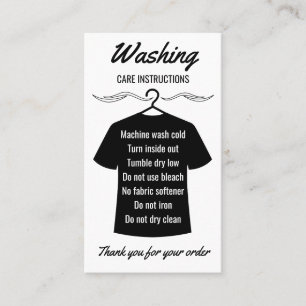 Anleitung für die Pflege von Shirts Visitenkarte