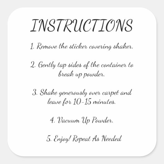 Anleitung für die Teppichentfernung Quadratischer Aufkleber (Vorderseite)