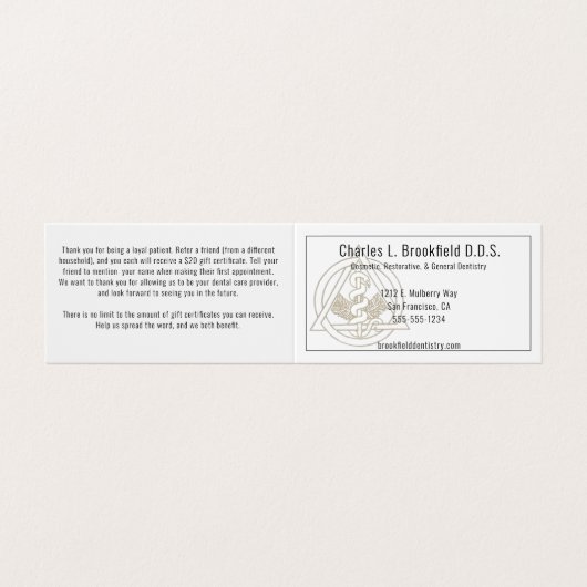 Anleitung für einfache Weiße Zahnärzte Visitenkarten (Außenseite Aufgefaltet)