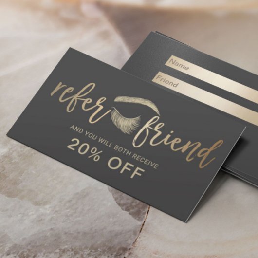 Anleitung für Hair & Makeup Artist Gold Eyelash Sa Empfehlungskarte