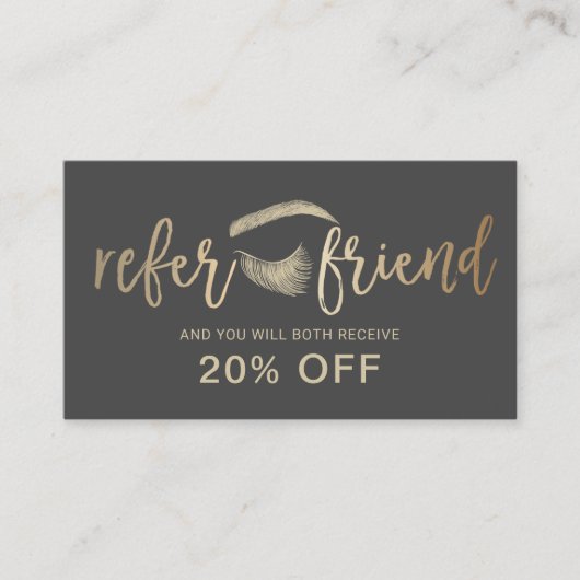 Anleitung für Hair & Makeup Artist Gold Eyelash Sa Empfehlungskarte (Vorderseite)