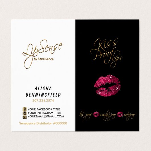 Anleitung für heiße rosa Lippen und schwarze Seite Visitenkarten (Außenseite Aufgefaltet)