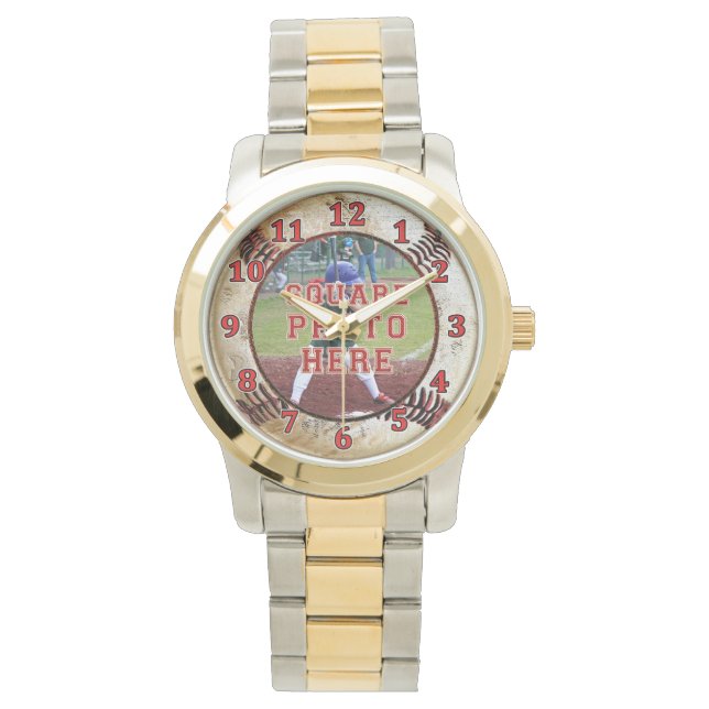 Anleitung für Ihre SQUARE-FOTO-Baseball-Uhr Armbanduhr (Vorderseite)