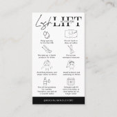 Anleitung für Lash Lift & Tint Aftercare Minimalis Visitenkarte (Vorderseite)